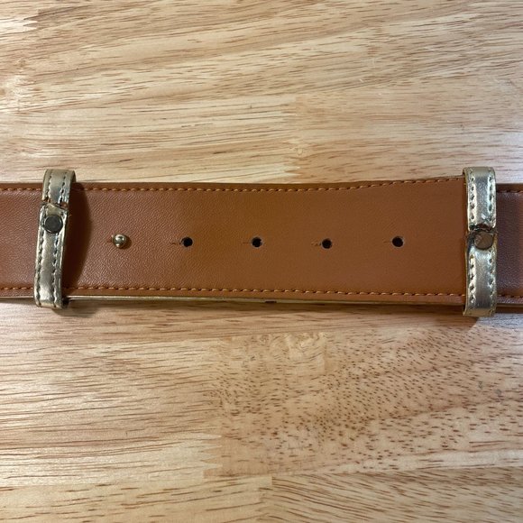 Two Tone Metal and Cork Clasp Adjustable Statement Belt Women S/M Gold Silver main image 4